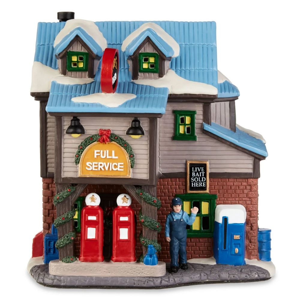 Holiday Time Indoor Decoration Multi-Color Gas Depot Village House
